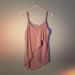 Chai colored Ruffle tank Size L